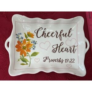 Christianbook Distributors Cheerful Heart Proverbs 17:22 Floral Ceramic Tray